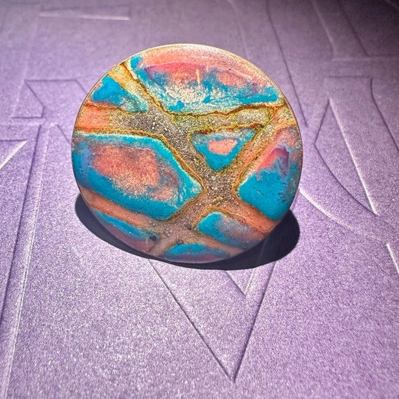 Vintage turquoise & bronze ring - Picture 1 of 3